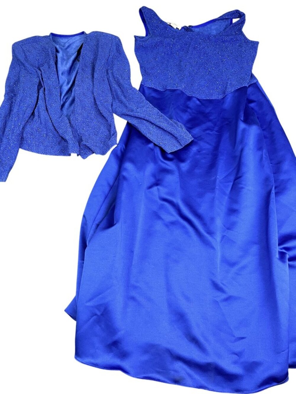 Patra Womens Size 24 Royal Blue Glitter Formal Gown With Matching Jacket